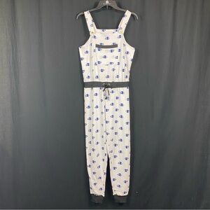 Pj Couture White Jumpsuit Sleepwear with Blue Eyeball Pattern